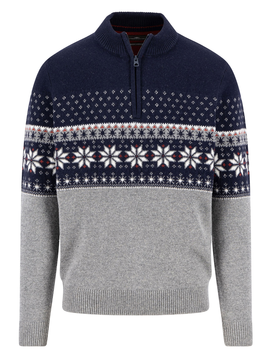 Fynch Hatton Half Zip Wollen Schipperstrui - 1510-308