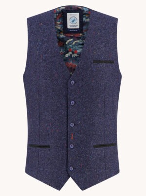 A Fish Named Fred Blauwe Waistcoat - 34.138 Herringbone