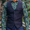 A Fish Named Fred Blauwe Waistcoat - 34.138 Herringbone - Thumbnail Image 2