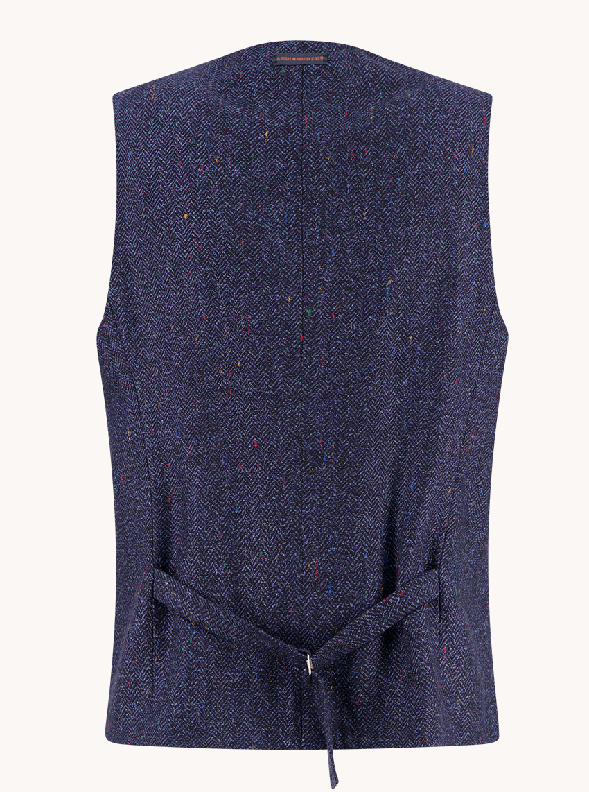 A Fish Named Fred Blauwe Waistcoat - 34.138 Herringbone - Afbeelding 3