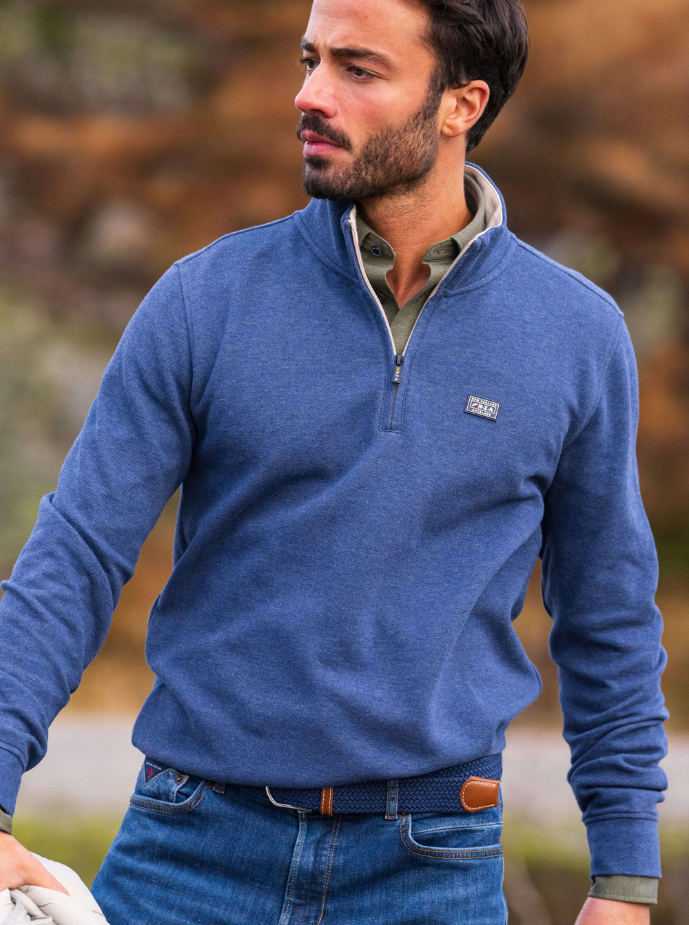 New Zealand Auckland Blauwe Half-zip Sweater - 26HN301