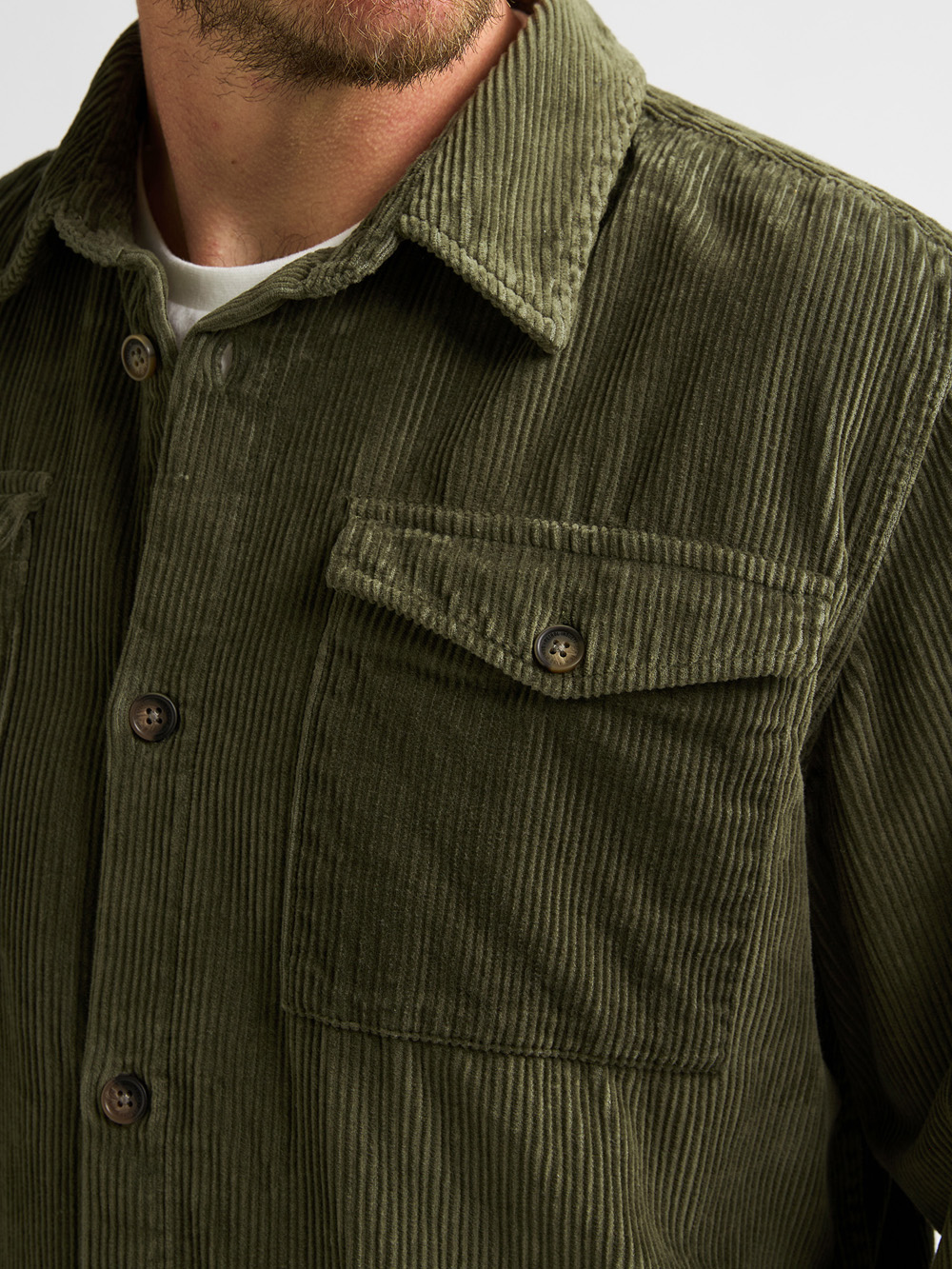 Petrol Industries Army Corduroy Overshirt - M-3060-SIL422