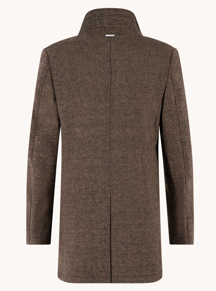 A Fish Named Fred Bruine Wollen Funnel Neck Coat - 34.165 - Afbeelding 2