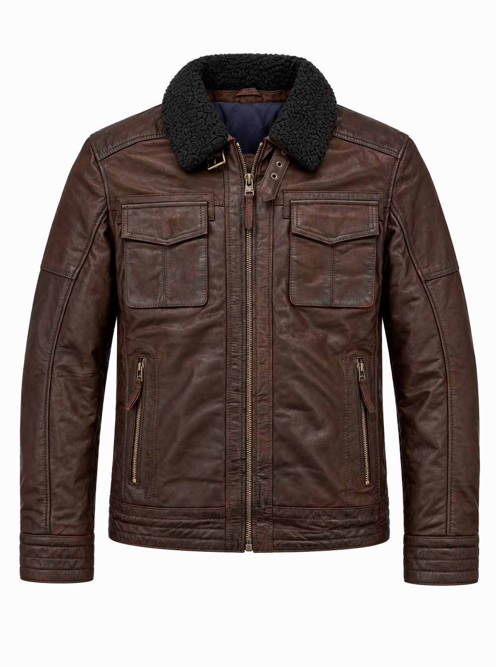 Dekkers Bruin Lederen Pilotjack - Jeff Nubuck - Afbeelding 1