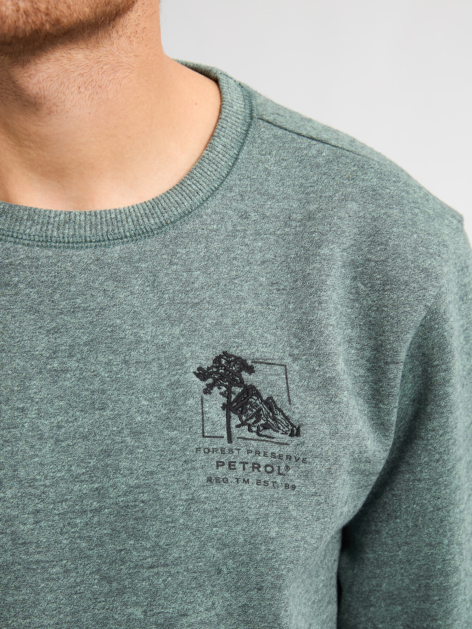 Petrol Ronde hals Heren Sweater - M-3050-SWR309 - Afbeelding 2